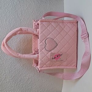 NWT LUV Betsey by Betsey Johnson Pink Heart Nylon Tote Bag With Crossbody Strap